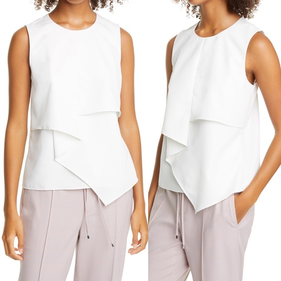 Club Monaco White Drape Front Blouse - Picture 7 of 7